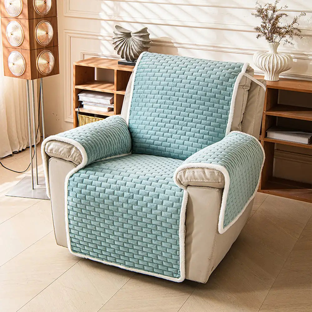 One-Piece Plush Scratch-Resistant Large Corner Sofa Covers with Elastic Straps