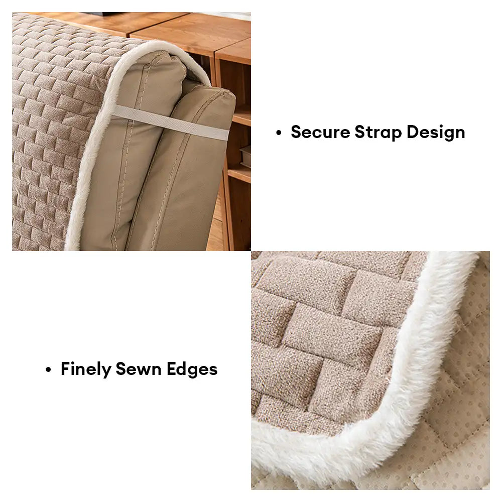 One-Piece Plush Non-Slip Office Chair Protector & Couch Cover with Elastic Straps
