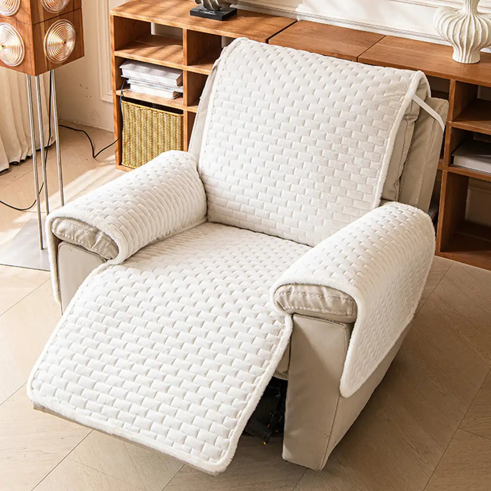 One-Piece Plush Scratch-Resistant Large Corner Sofa Covers with Elastic Straps