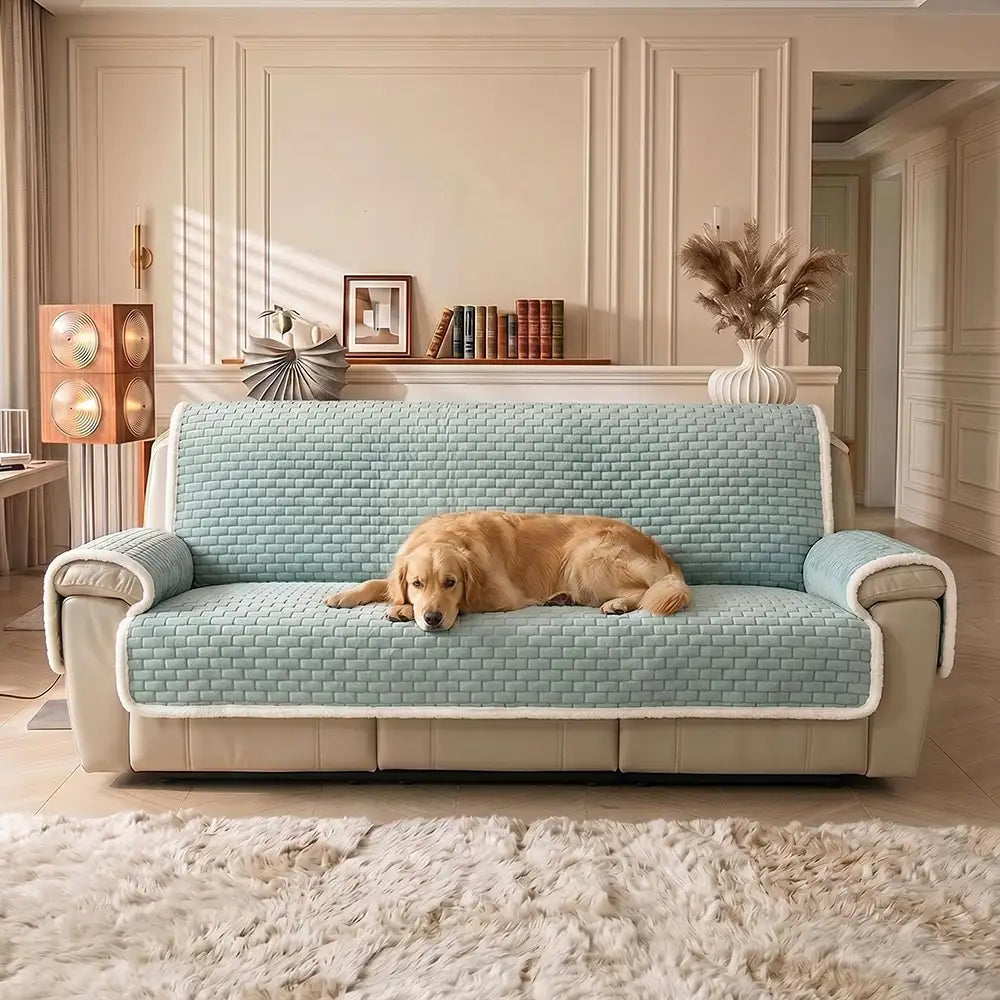 One-Piece Plush Scratch-Resistant Large Corner Sofa Covers with Elastic Straps
