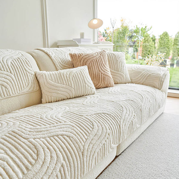 Modern Geometric Soft Plush Non-slip Furniture Protector Sofa Cover