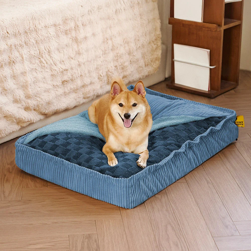 Fluffy Warm Detachable Orthopaedic Dog Bed - Checker Cocoon