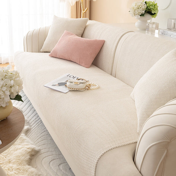 Simple Solid Colour Plush Furniture Protector Outdoor Garden Sofa Cover