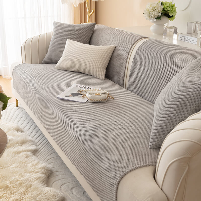 Simple Solid Colour Plush Furniture Protector Outdoor Garden Sofa Cover