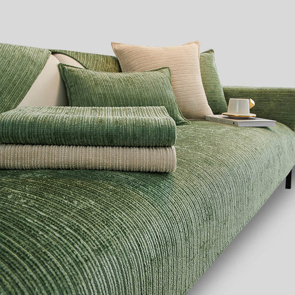 Simple Solid Color Chenille Scratch-resistant Protective Outdoor Garden Sofa Cover