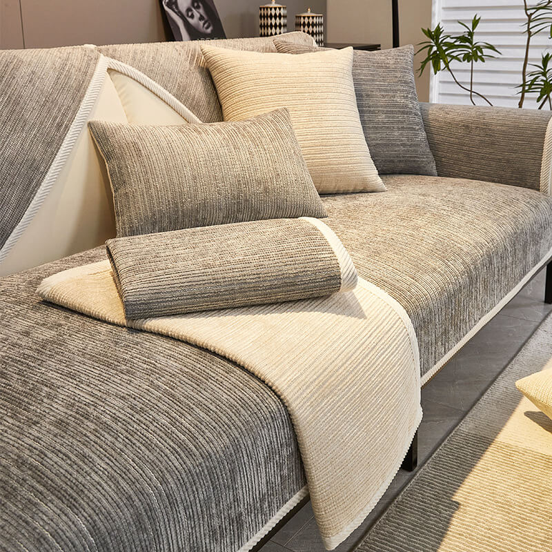 Waterproof Antimicrobial Simple Chenille Fabric Anti-scratch  Corner Couch Cover
