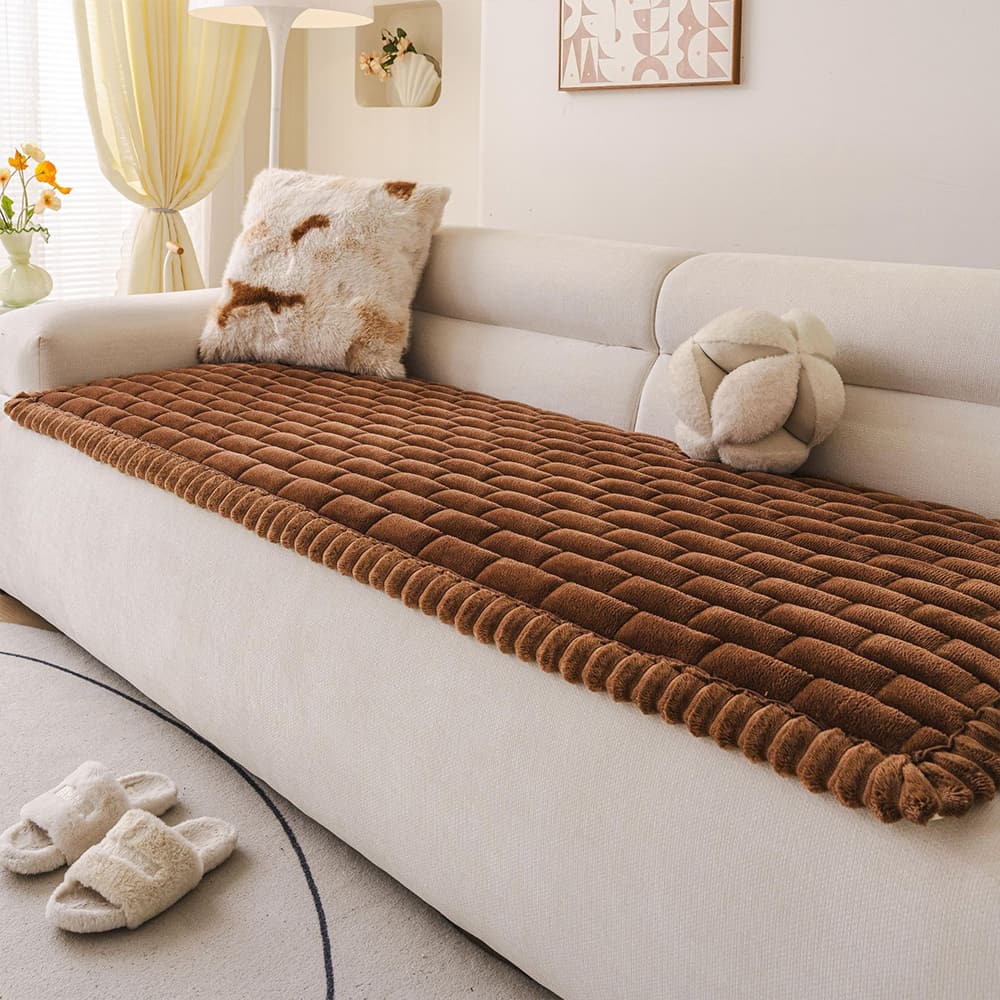 Soft Brick Pattern Quilted Dog Mat Non-Slip Couch Cover
