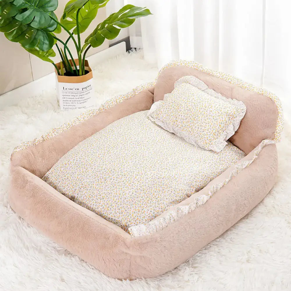 Soft Fluffy Garden Chic Washable Pet Bed Small Dog Bed