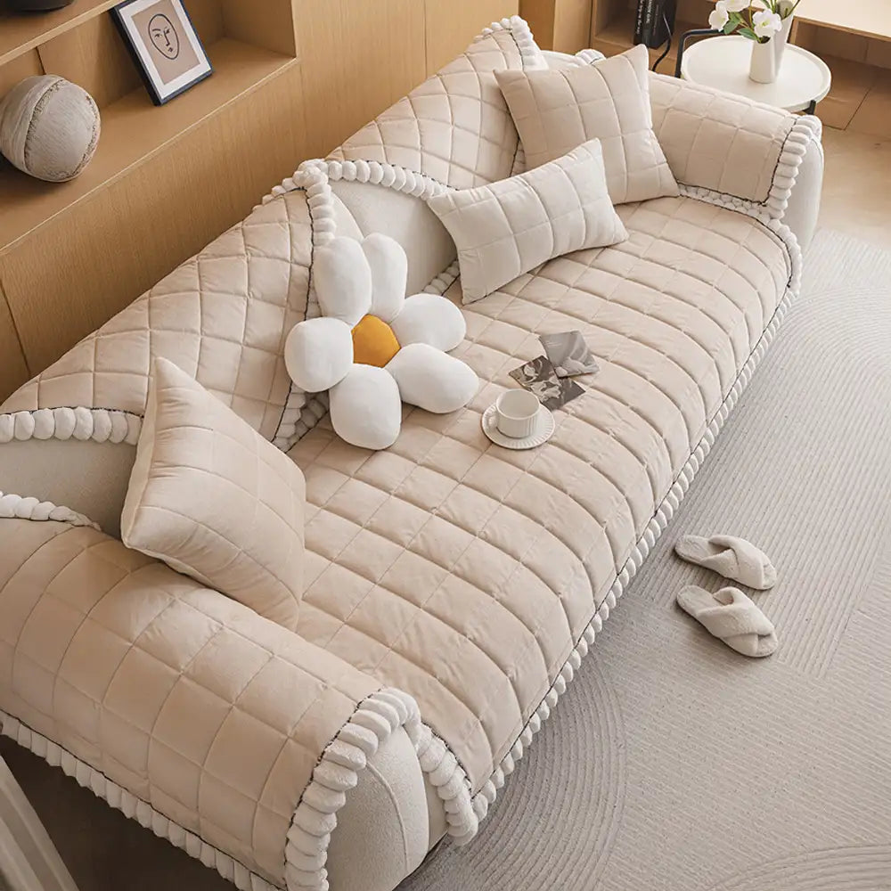 Square Short Plush Simple Sofa Protection Non-Slip Sofa Cover