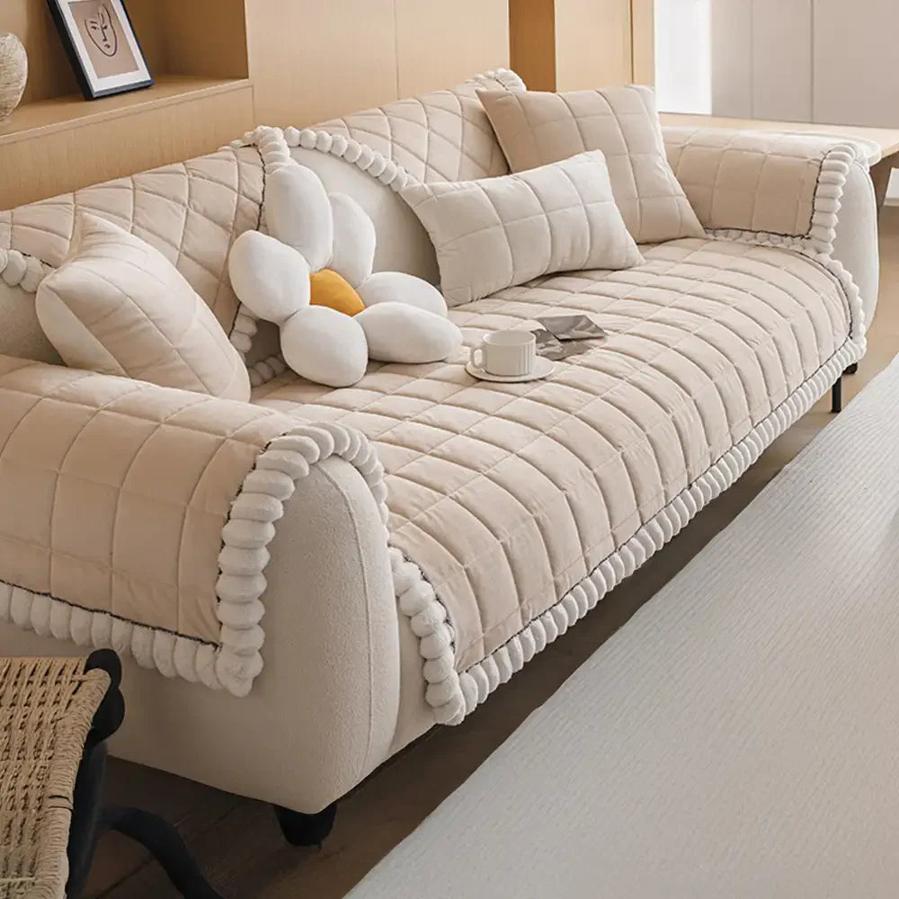 Square Short Plush Simple Sofa Protection Non-Slip Sofa Cover