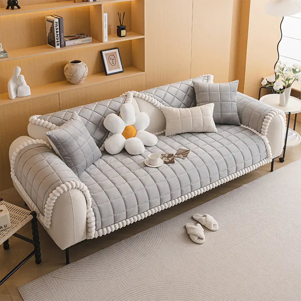 Square Short Plush Simple Sofa Protection Non-Slip Sofa Cover
