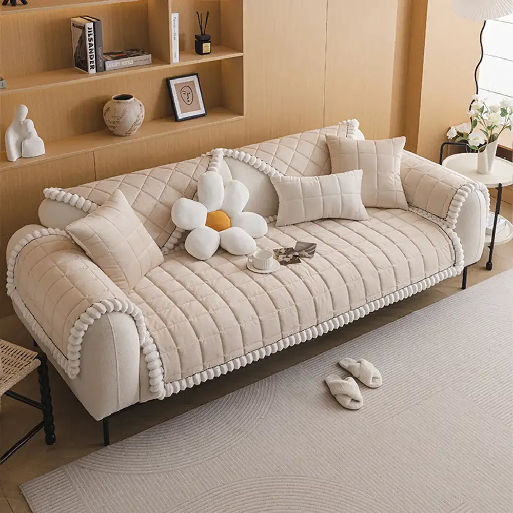 Square Short Plush Simple Sofa Protection Non-Slip Sofa Cover