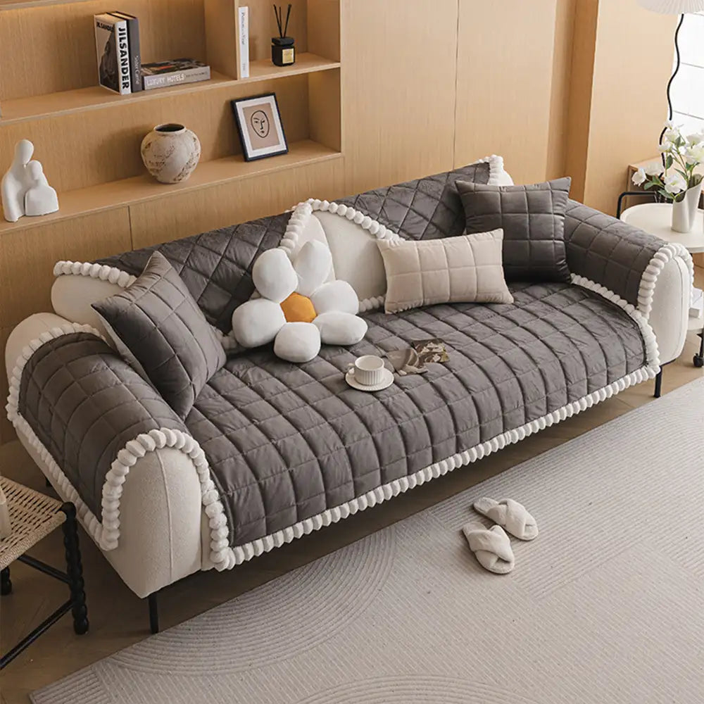 Square Short Plush Simple Sofa Protection Non-Slip Sofa Cover