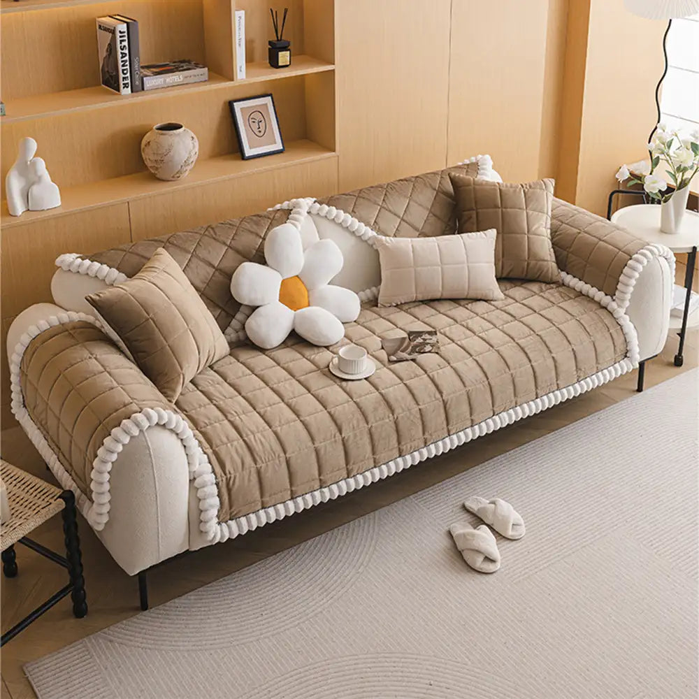 Square Short Plush Simple Sofa Protection Non-Slip Sofa Cover