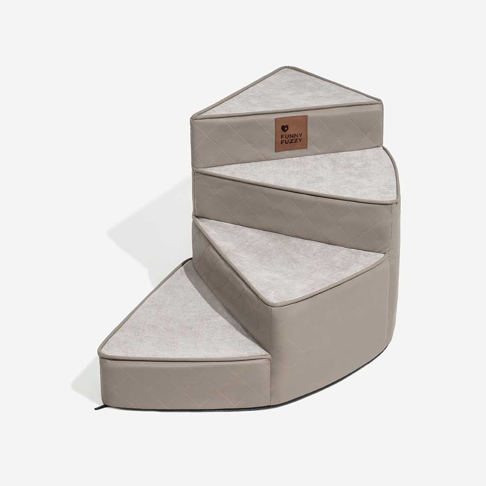 Luxe Water-repellent Faux Leather Removable Spiral Pet Steps - StepEase