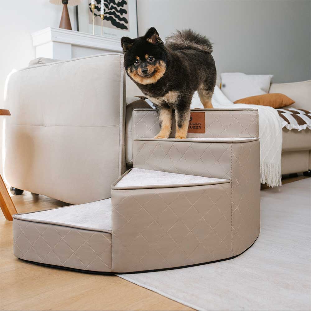 Luxe Water-repellent Faux Leather Removable Spiral Pet Steps - StepEase