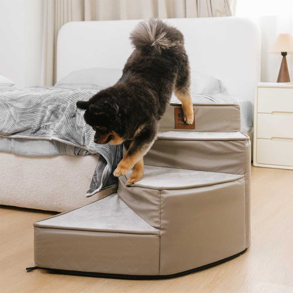 Luxe Water-repellent Faux Leather Removable Spiral Pet Steps - StepEase