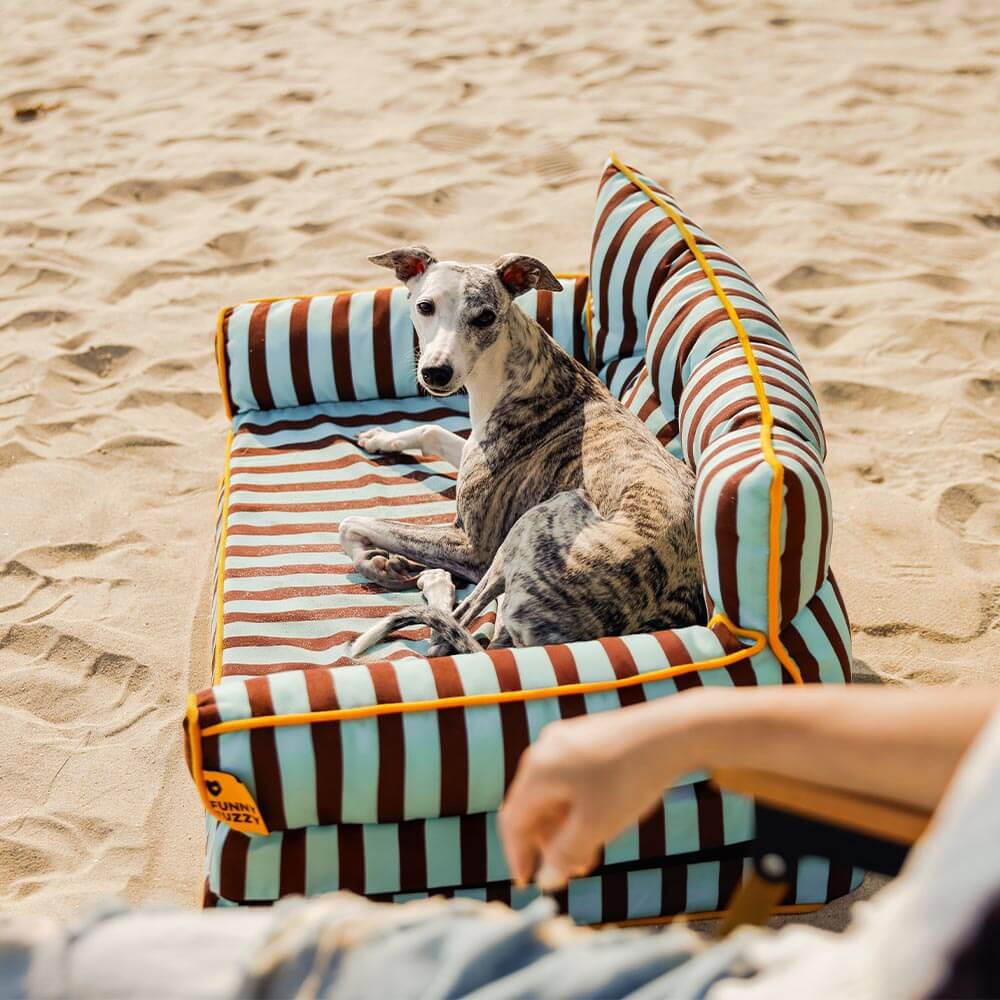 Trendy Striped Water-repellent Foldable Dog Sofa Bed - Sunny Siesta