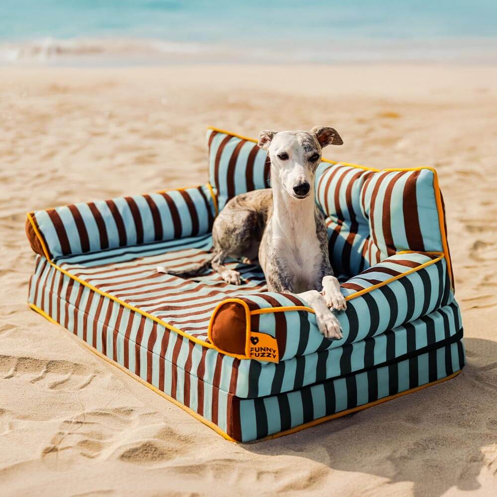 Trendy Striped Water-repellent Foldable Dog Sofa Bed - Sunny Siesta