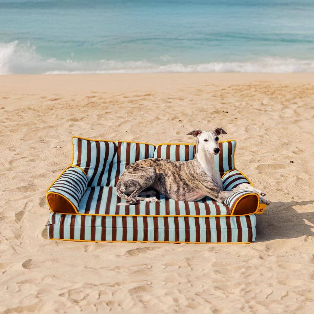 Trendy Striped Water-repellent Foldable Dog Sofa Bed - Sunny Siesta
