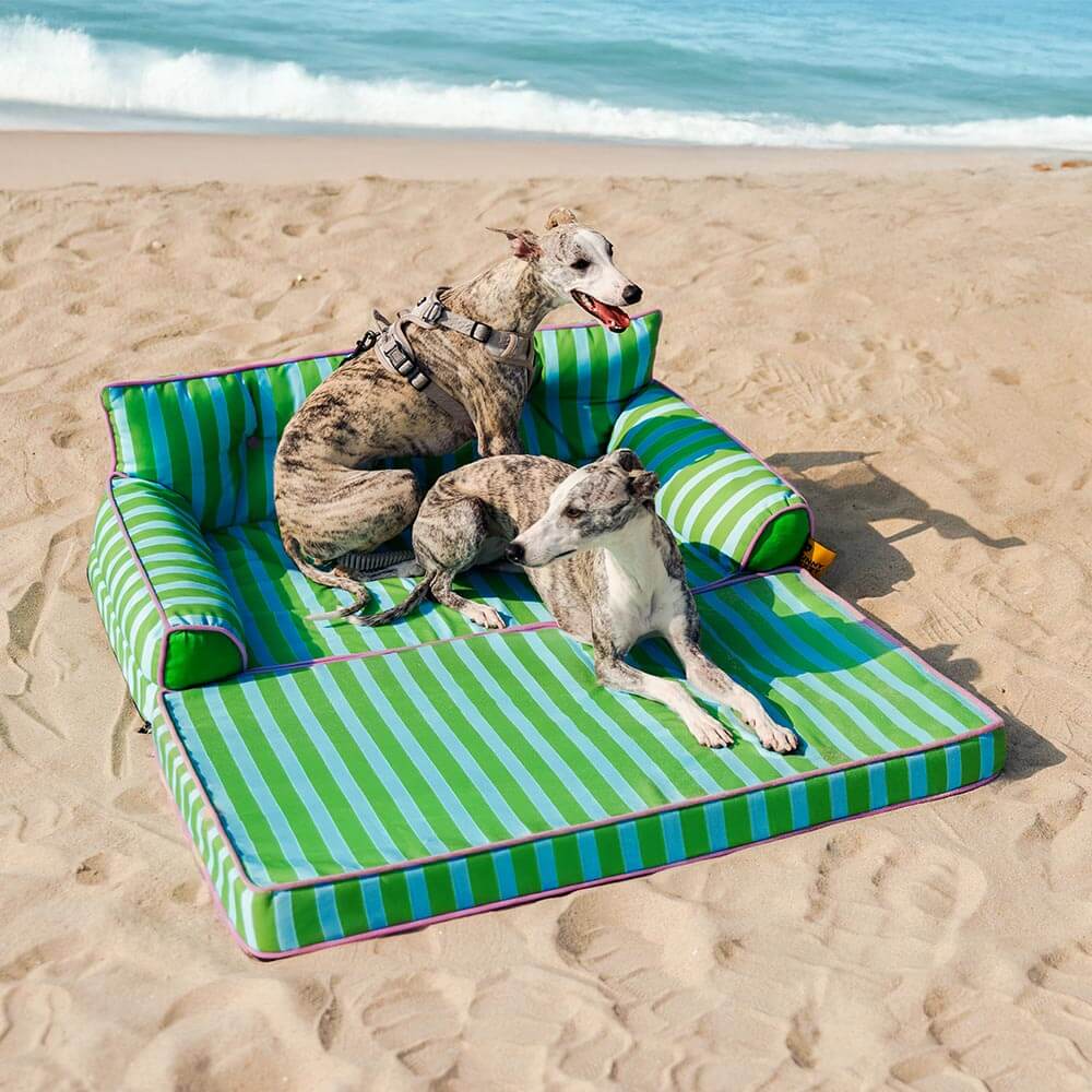 Trendy Striped Water-repellent Foldable Dog Sofa Bed - Sunny Siesta