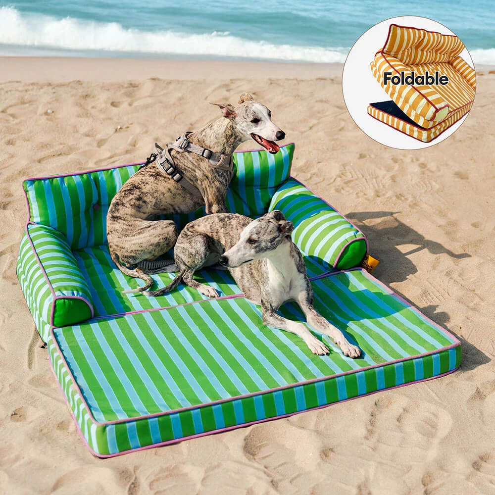 Trendy Striped Water-repellent Foldable Dog Sofa Bed - Sunny Siesta