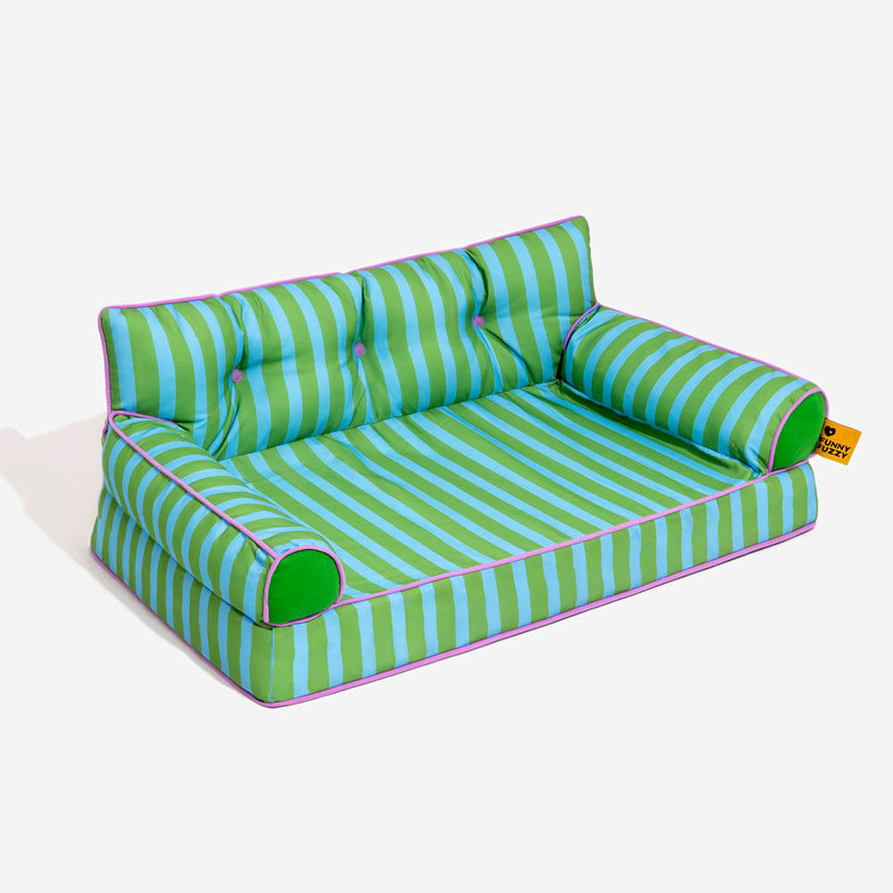 Trendy Striped Water-repellent Foldable Dog Sofa Bed - Sunny Siesta