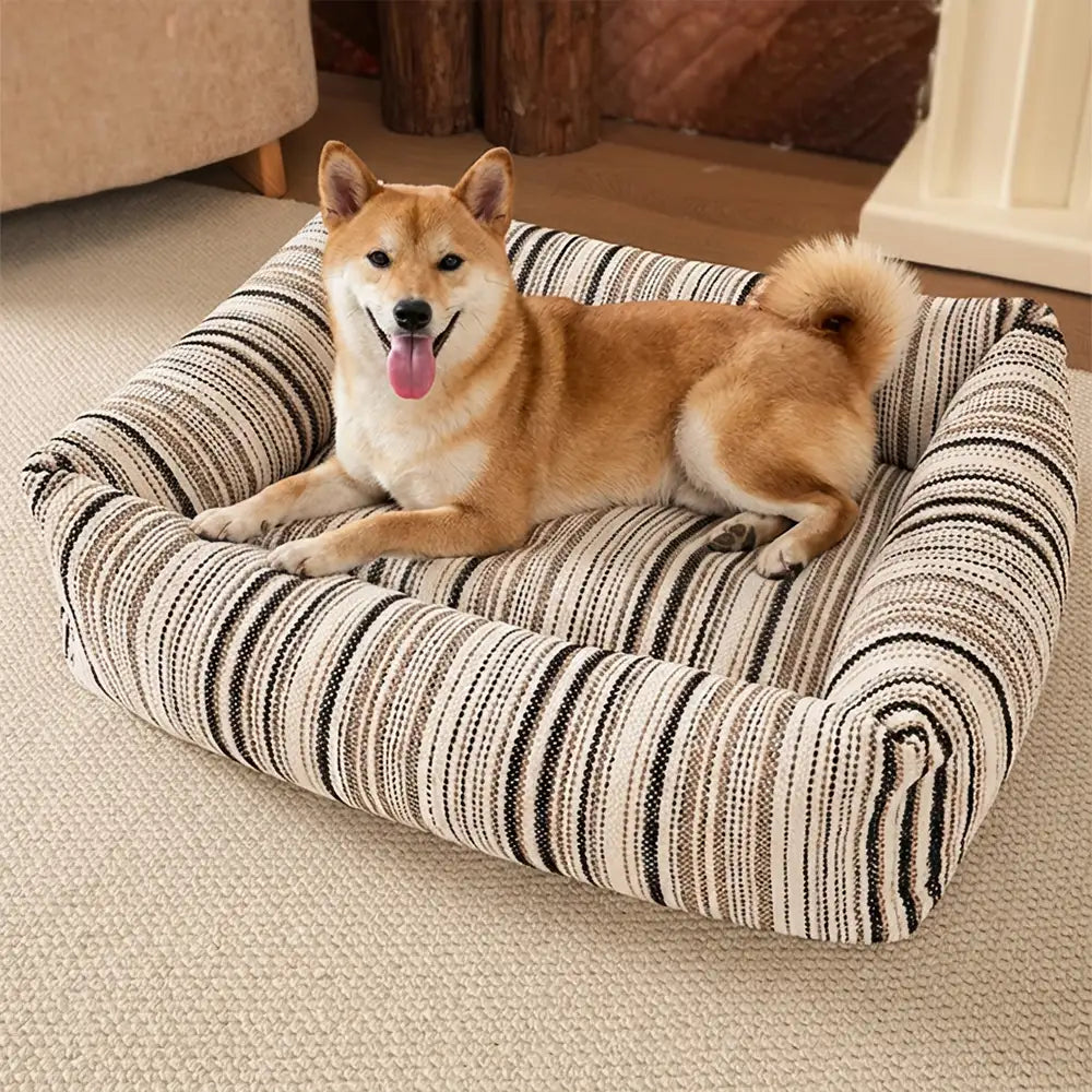 Scratch-Resistant Breathable Neck Support Square Bolster Pet Bed Dog Bed