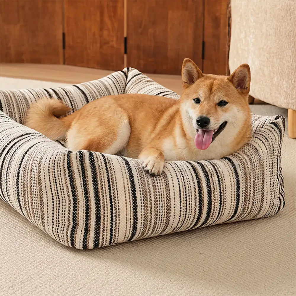 Scratch-Resistant Breathable Neck Support Square Bolster Pet Bed Dog Bed