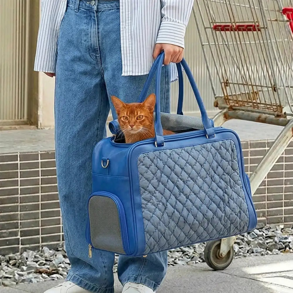 Stylish Quilted Patchwork Breathable Lightweight Pet Backpack Carrier Bag Dog Cat Carrier