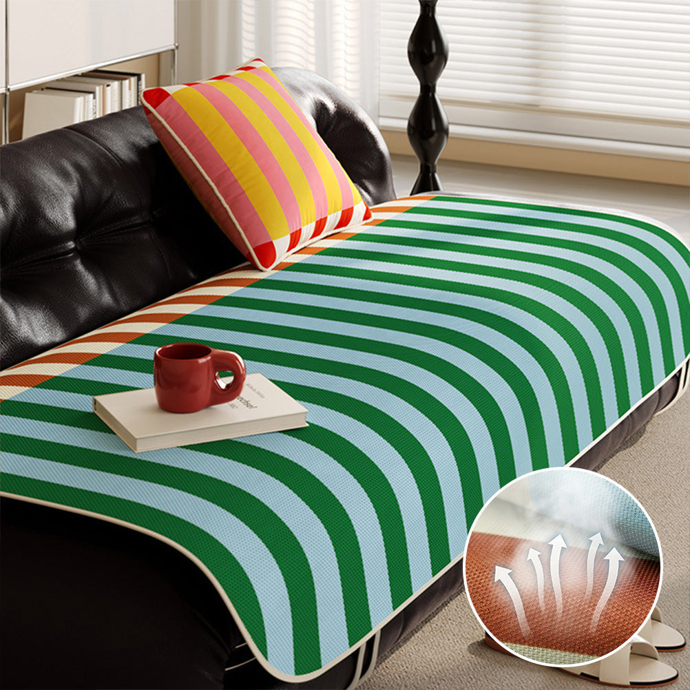 Stylish Striped Ice Silk Breathable Non-Slip Sofa Cover