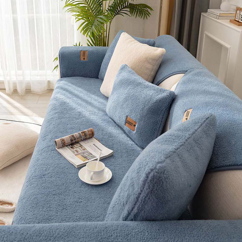 Waterproof Thick Fuzzy Sherpa Fleece Non-Slip Sofa Cover