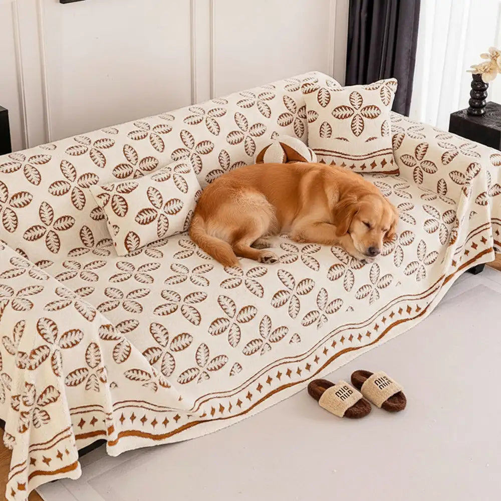 Thickened Jacquard Velvet Leaf Pattern Sofa Decoration Multi-Purpose Blanket Sofa Cover