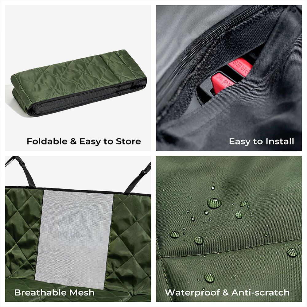 Travel Portable & Waterproof Folding Dog Car Back Seat Cover