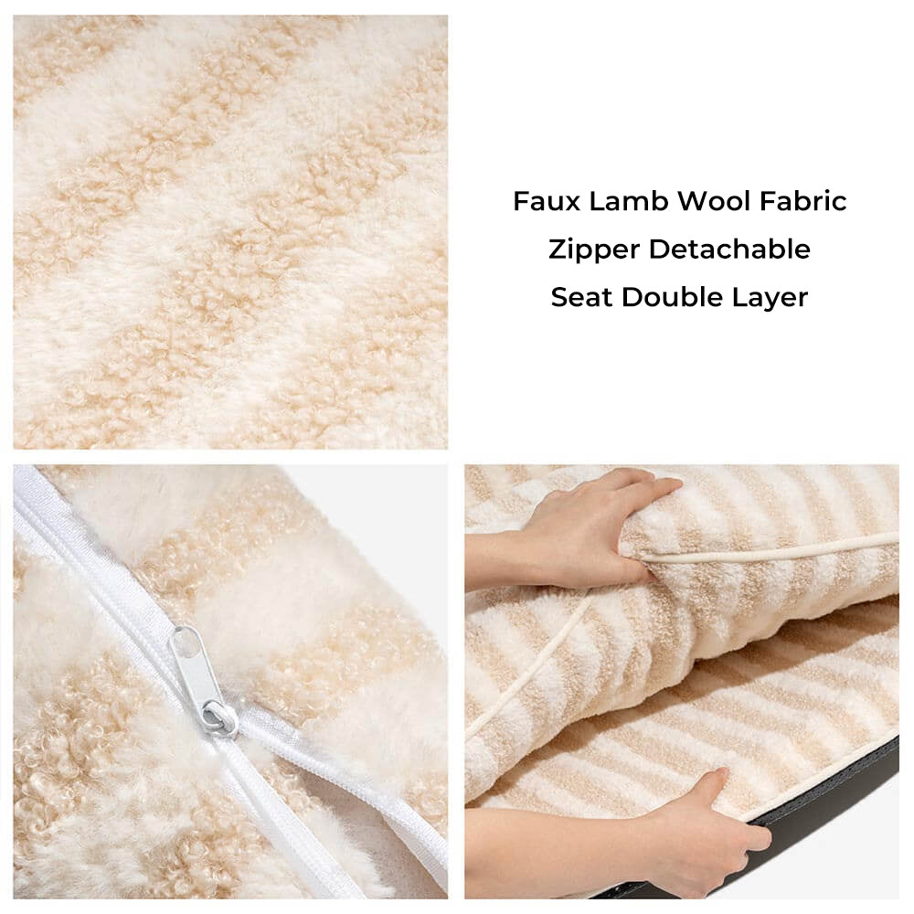 Trendy Striped Faux Lambswool Double Layer Garden Outdoor Dog & Cat Sofa Bed