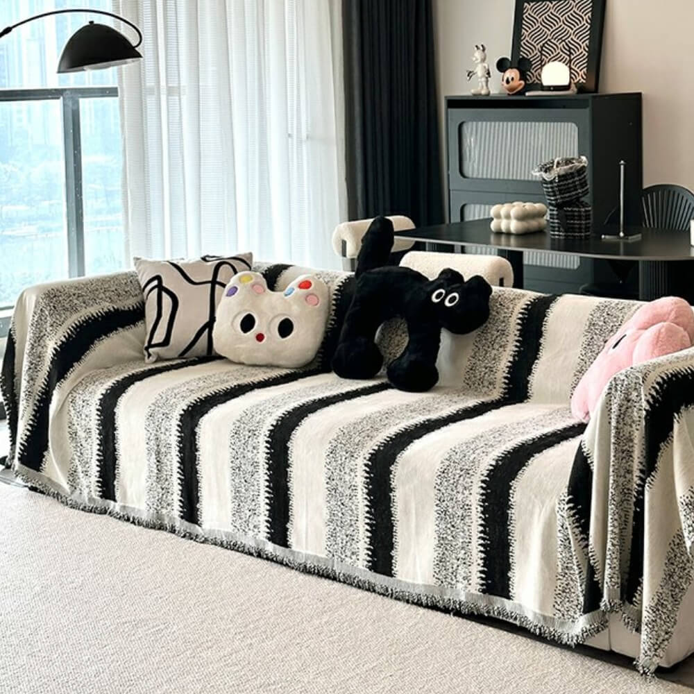 Trendy Striped Chenille Breathable Sofa protection Sofa Cover