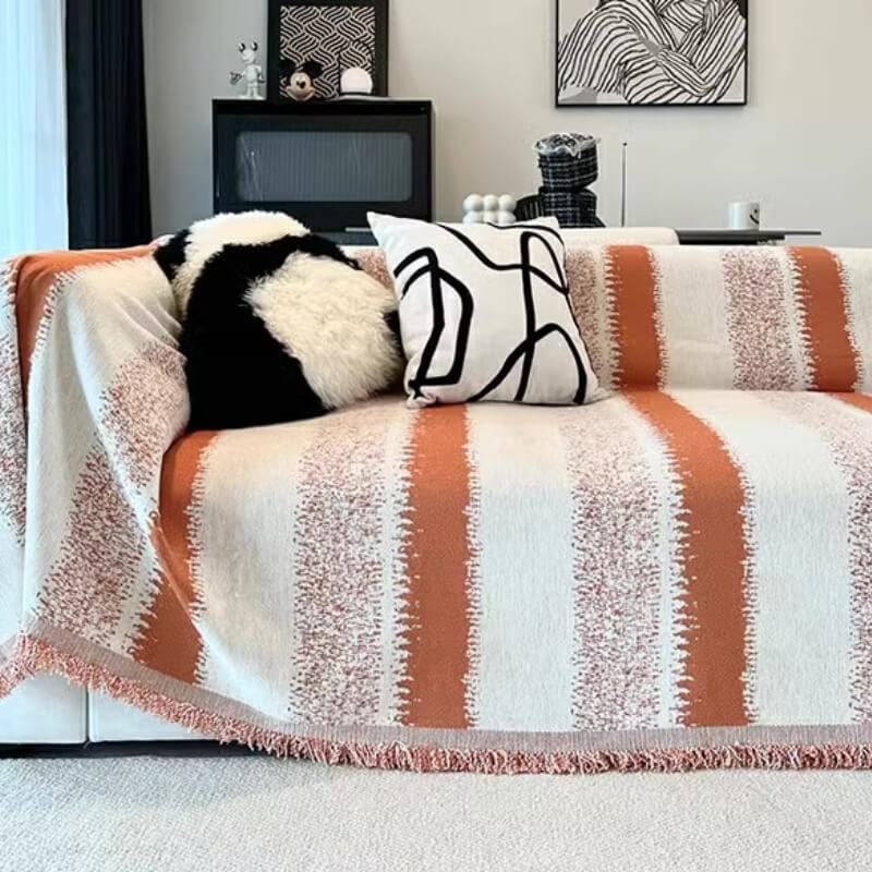 Trendy Striped Chenille Breathable Sofa protection Sofa Cover