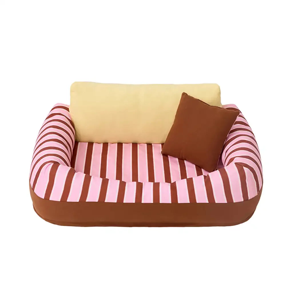 Trendy Striped Cosy Orthopaedic Dog Sofa Bed - Snug Couch