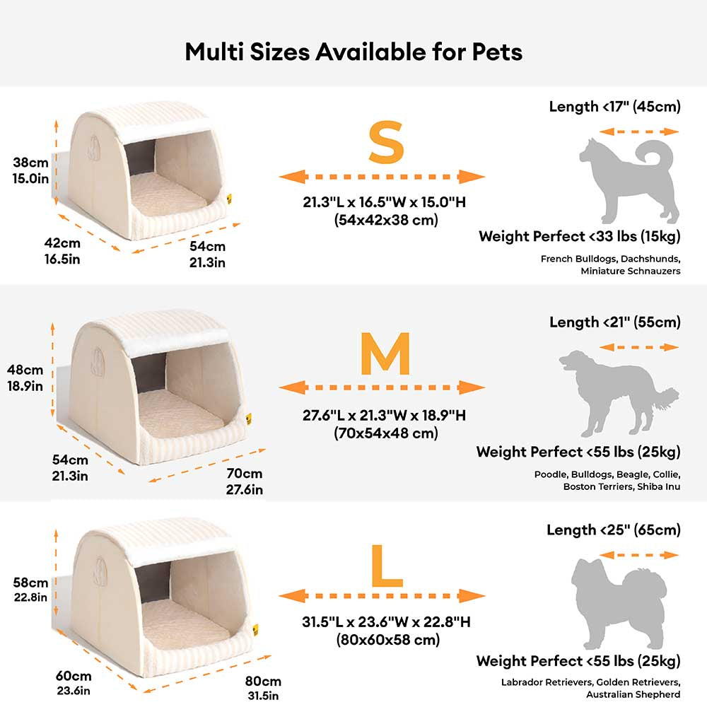 Trendy Striped House Orthopaedic Dog Bed - Cosy Hideaway