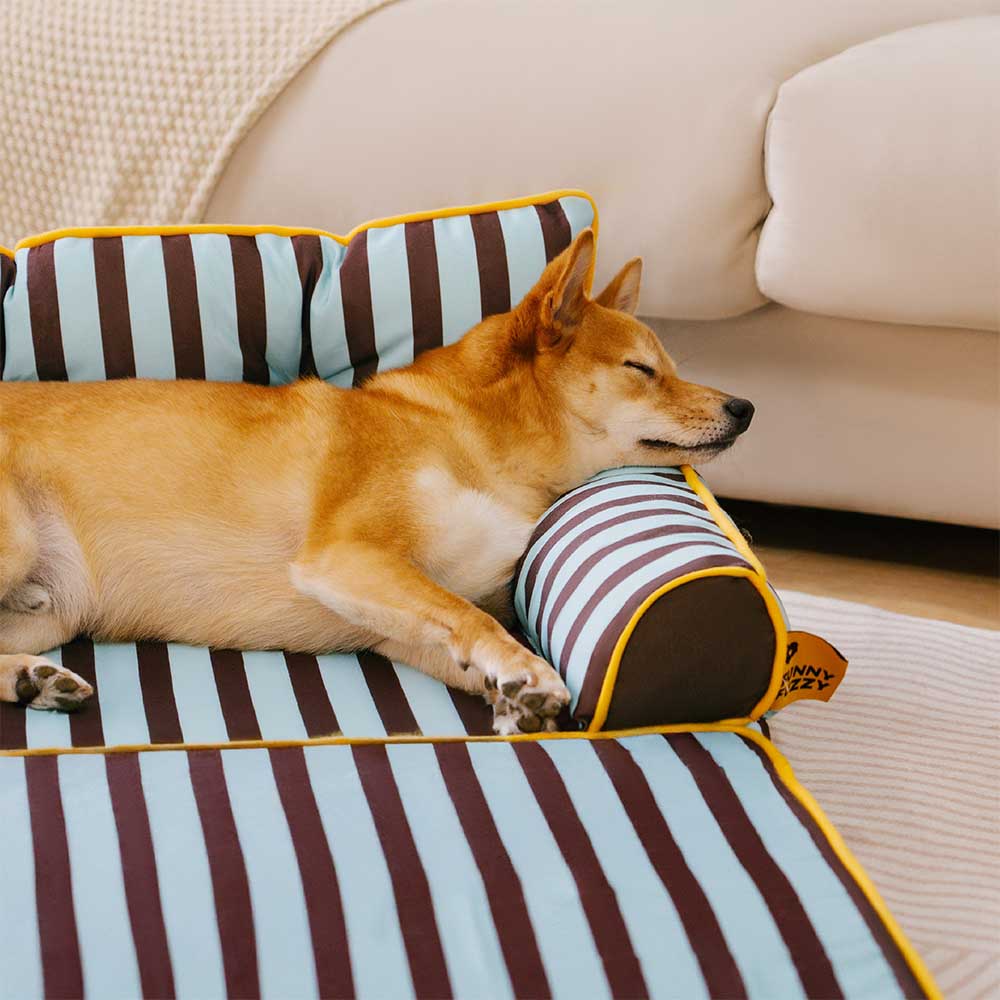 Stripe Waterproof Foldable Large Dog Sofa Bed for Crate