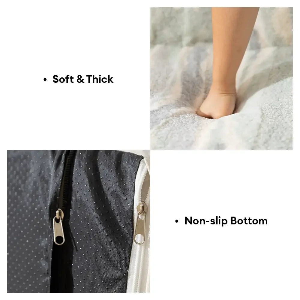 Trendy Tie-Dye Faux Lamb Wool Spine Protection Snuggly Dog Sofa Bed