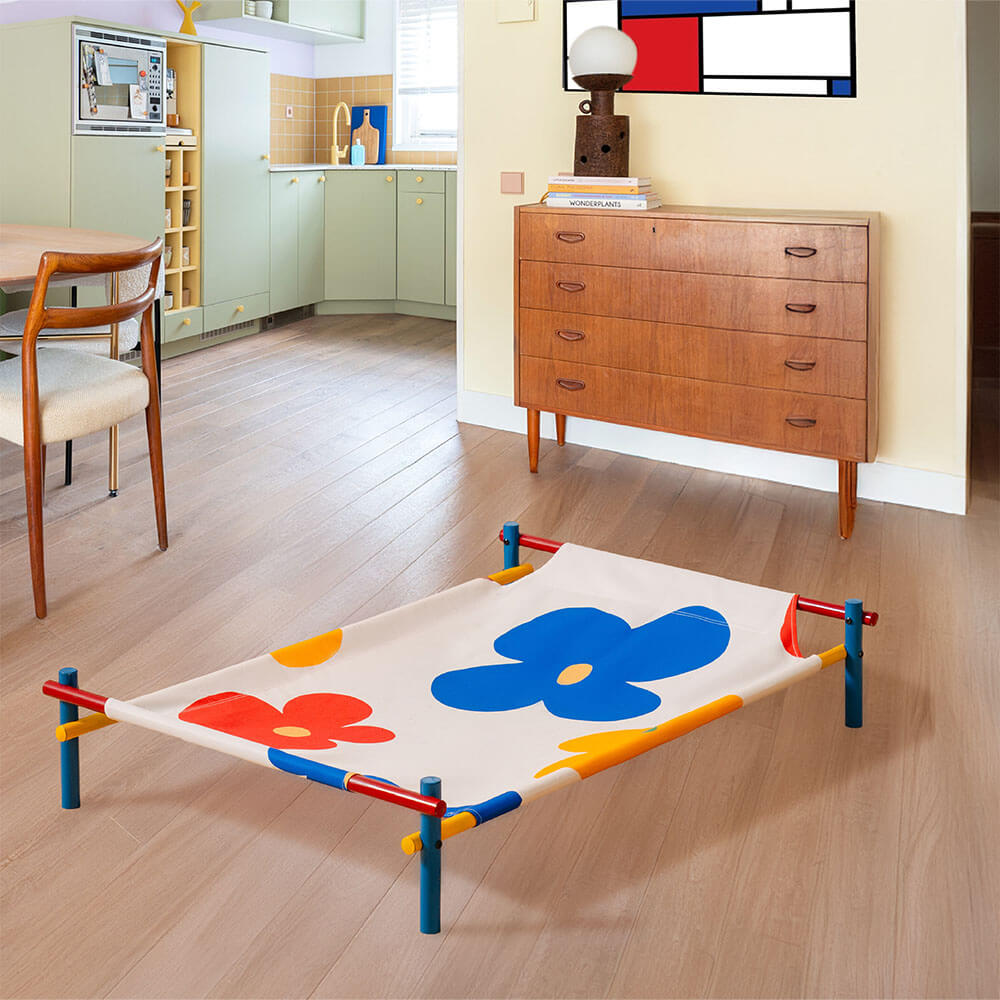 Vibrant Summer Print Style Aluminium Elevated Dog Bed - Summer Paradise