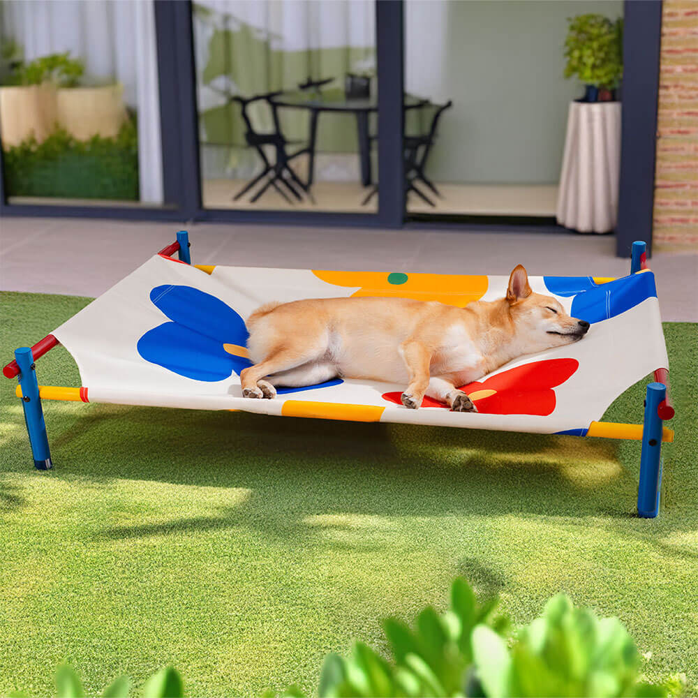 Vibrant Summer Print Style Aluminium Elevated Dog Bed - Summer Paradise
