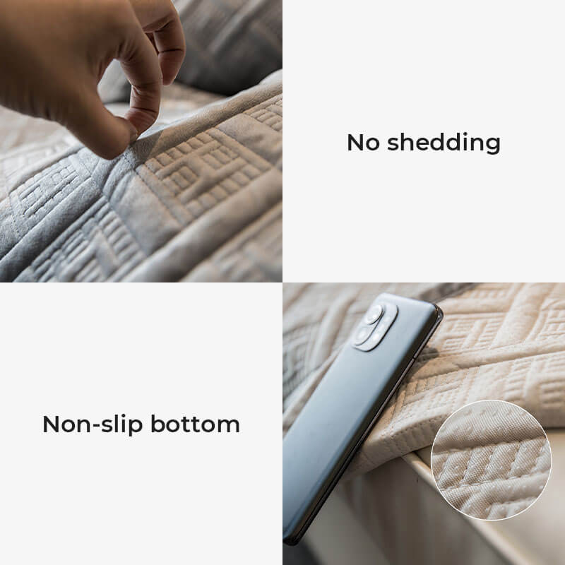 Vintage Dark Quilted Velvet Scratch-resistant Sofa Cover