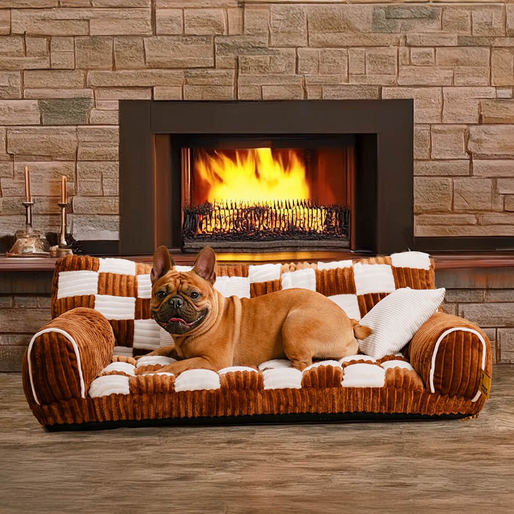 Vintage Chessboard Orthopaedic Support Extra Large Dog Sofa Bed - King's Sofa