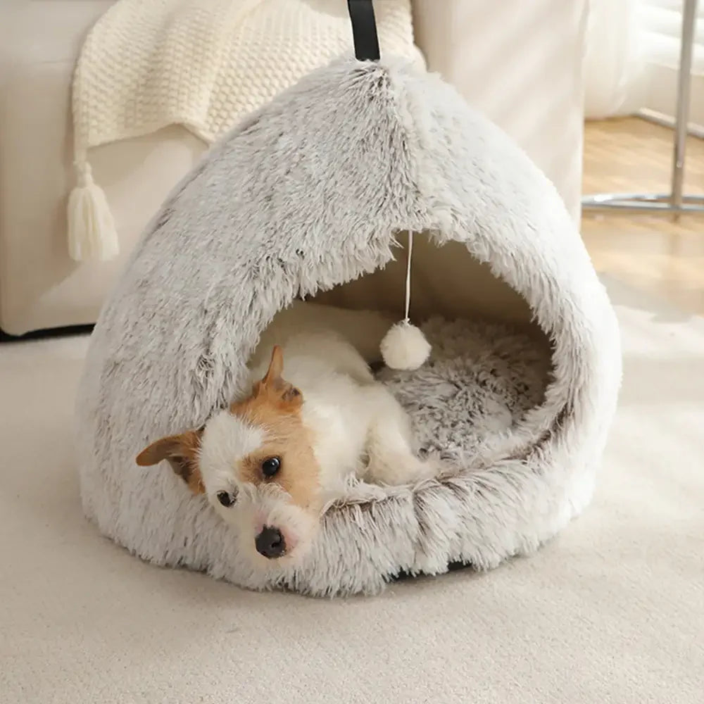 Warm Plush Cosy Hideaway Cat Cave Dog Bed