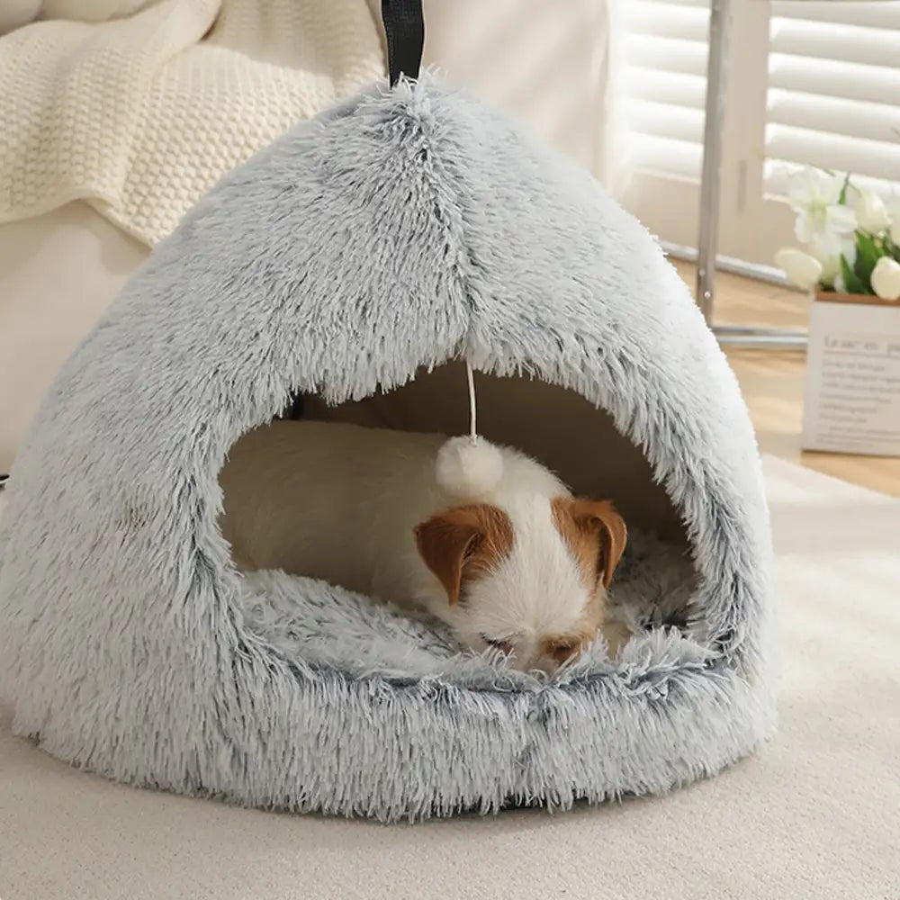 Warm Plush Cosy Hideaway Cat Cave Dog Bed