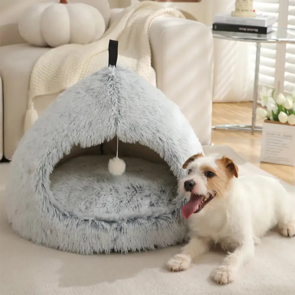 Warm Plush Cosy Hideaway Cat Cave Dog Bed