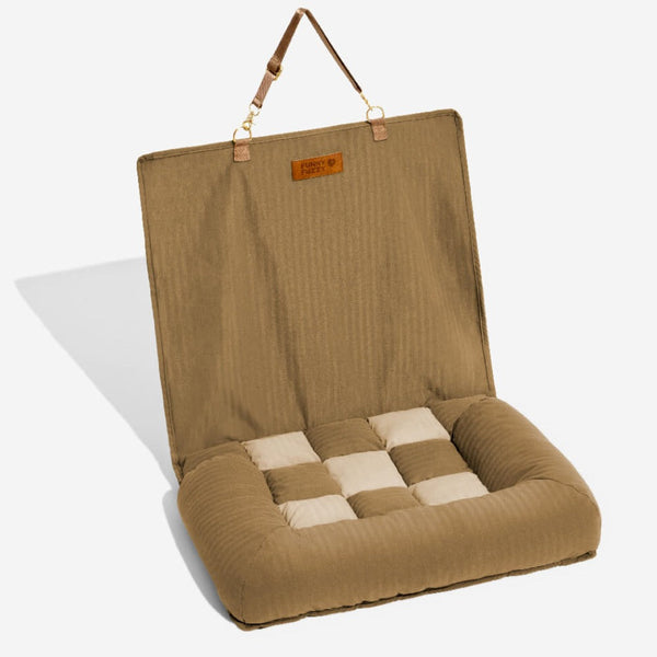 Travel Bolster Safety Back Single Seat Large Dog Car Seat Bed – Chessboard Lounge