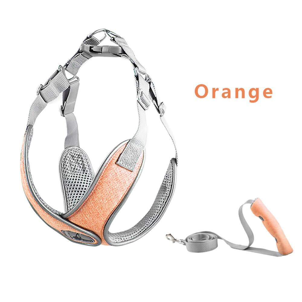 Breathable Reflective Vest Style Dog Lead and Chest Harness